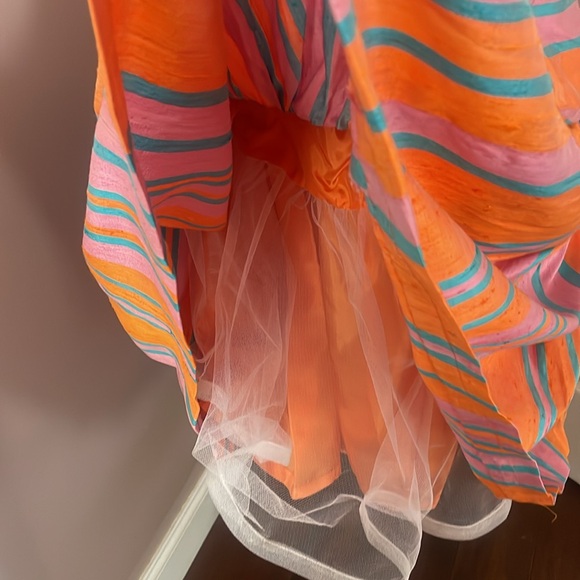 - Pia Rucci Silk Dress Stripe Short Sleeve Drop waist Size 14 - Picture 6 of 11